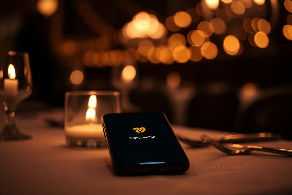 Phone on a candlelit table starting a new event